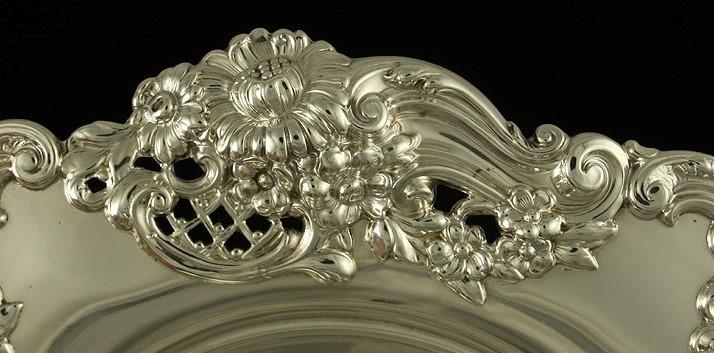NICE ART NOUVEAU STERLING SILVER OPENWORK FLORAL CANDY DISH SHALLOW BOWL