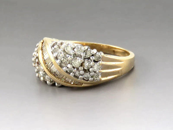 Wonderful 14K Yellow White Gold ~1/2CT Diamond Wide Band Statement Ring