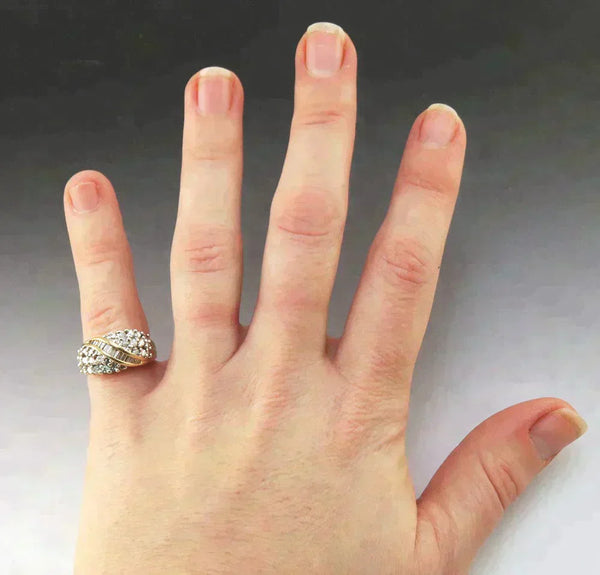 Wonderful 14K Yellow White Gold ~1/2CT Diamond Wide Band Statement Ring
