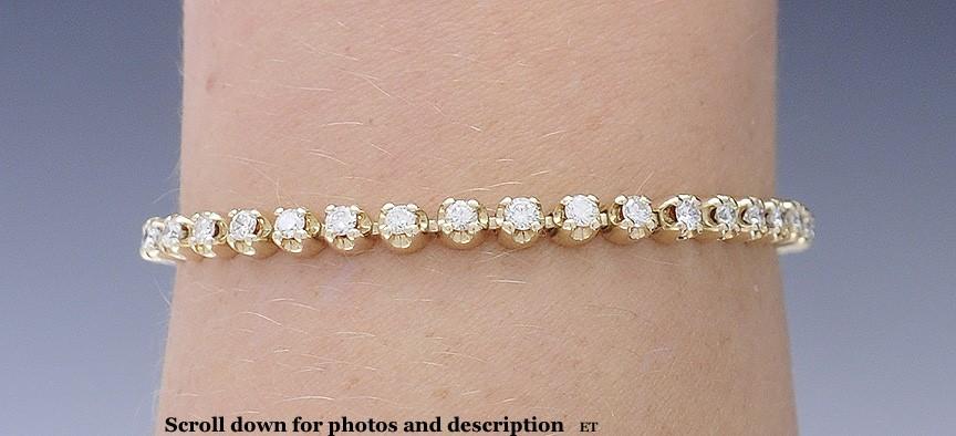 Wonderful Quality 14k Yellow Gold & ~2.7ct Diamond Tennis Bracelet