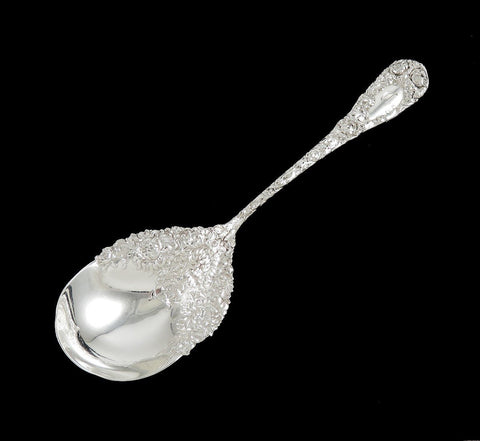 Antique Sterling Silver Durgin Chrysanthemum 1893 Serving Spoon 9 1/8 C MONO