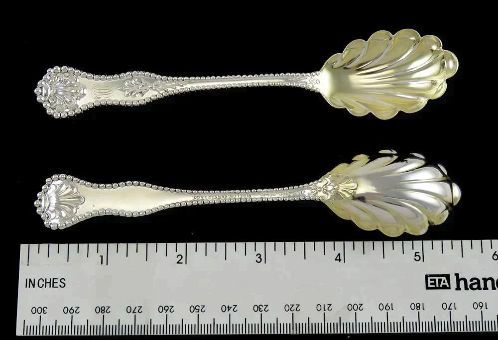 Sterling Silver Dominick Haff Charles II 1894 Dessert/Ice Cream & Serving Spoons