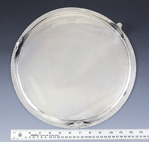 Antique 1802 English Georgian Sterling Silver Bateman Footed Tray 13" Diameter