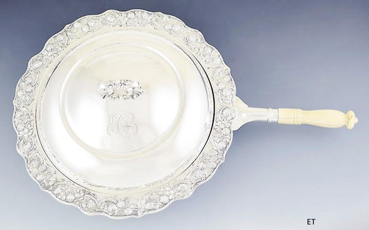 Antique 1800s Superb Gorham Sterling Silver Serving Dish Pot Side Handle Lid