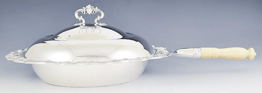 Antique 1800s Superb Gorham Sterling Silver Serving Dish Pot Side Handle Lid