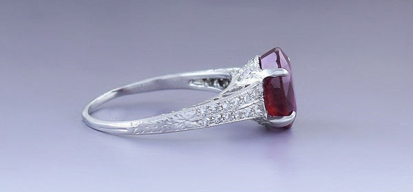 Stunning Platinum Diamond & Ruby Filigree Ring