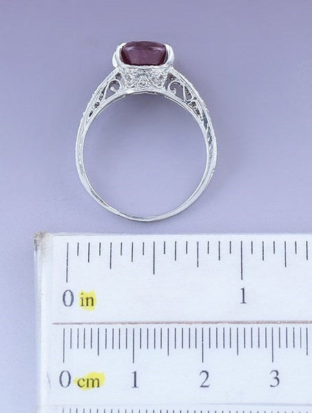 Stunning Platinum Diamond & Ruby Filigree Ring