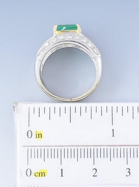 Stupendous 14k White Yellow Gold ~1.5ct Emerald ~.75ct Diamond Ring Size 5.5