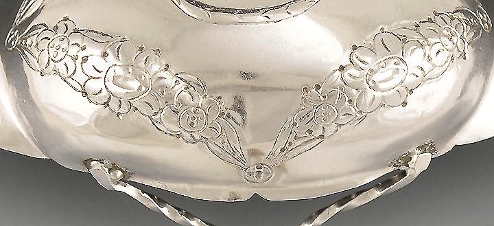 1700s SCANDINAVIAN SILVER LADLE with CARVED WOOD HANDLE