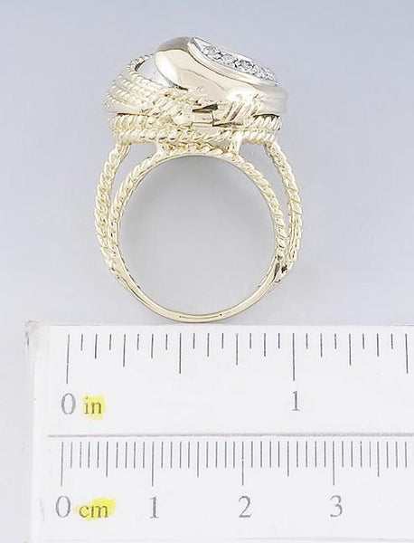 Eye-catching 14k Yellow Gold Diamond & Mabe Pearl Ring Size 7.5