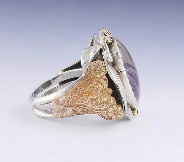Artisan Sterling Silver Ametrine & Diamond Ring Size 8.25
