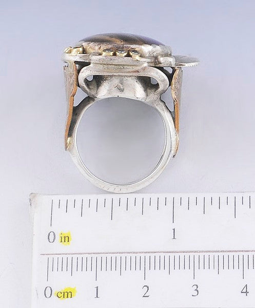Artisan Sterling Silver Ametrine & Diamond Ring Size 8.25