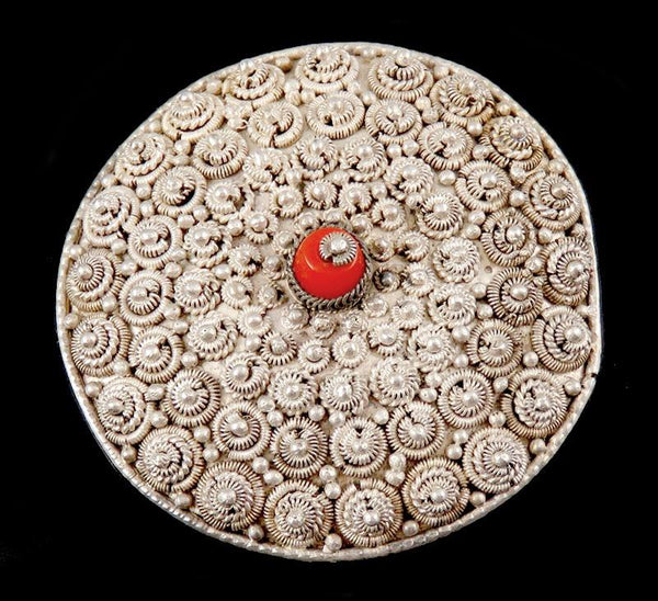 Antique Jerusalem Sterling Silver Etruscan Revival Style Large Pin/Brooch