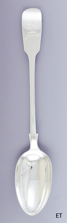 1860 Fab English Victorian Sterling Silver Fiddle Platter Basting Serving Spoon