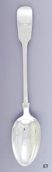 1860 Fab English Victorian Sterling Silver Fiddle Platter Basting Serving Spoon