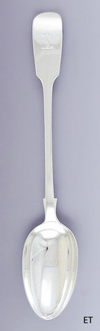 1860 Fab English Victorian Sterling Silver Fiddle Platter Basting Serving Spoon