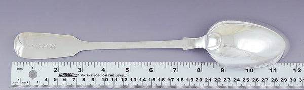 1860 Fab English Victorian Sterling Silver Fiddle Platter Basting Serving Spoon