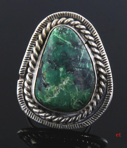 Hand Crafted Native American Sterling Silver & Turquoise Ring Size 8.25