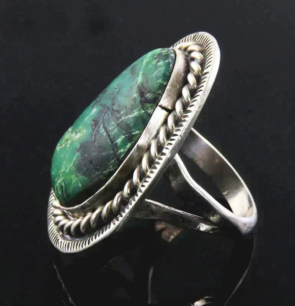 Hand Crafted Native American Sterling Silver & Turquoise Ring Size 8.25