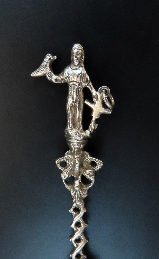 Nice 1904 Dutch 833 Silver Figural Hope Woman Anchor Chatelaine Spoon 7"