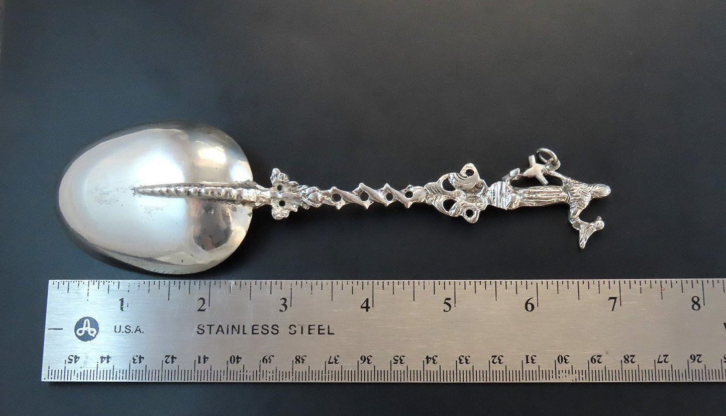 Nice 1904 Dutch 833 Silver Figural Hope Woman Anchor Chatelaine Spoon 7"