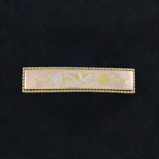 Pretty 1870s Victorian 14k Multi Color Gold Bird and Flowers Pin