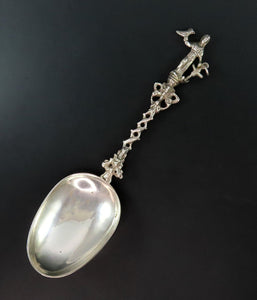 Interesting 1904 Dutch Silver Figural Chatelain Spoon Hope Anchor Dove Handle