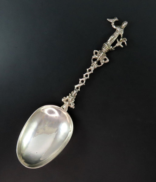 Interesting 1904 Dutch Silver Figural Chatelain Spoon Hope Anchor Dove Handle