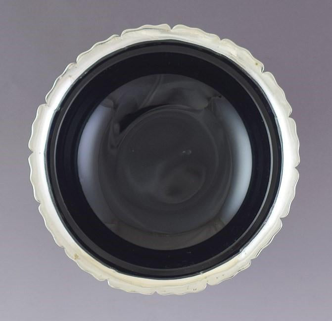 Antique c1750 English? European? Silver Cobalt Glass Sugar Bowl Covered Dish