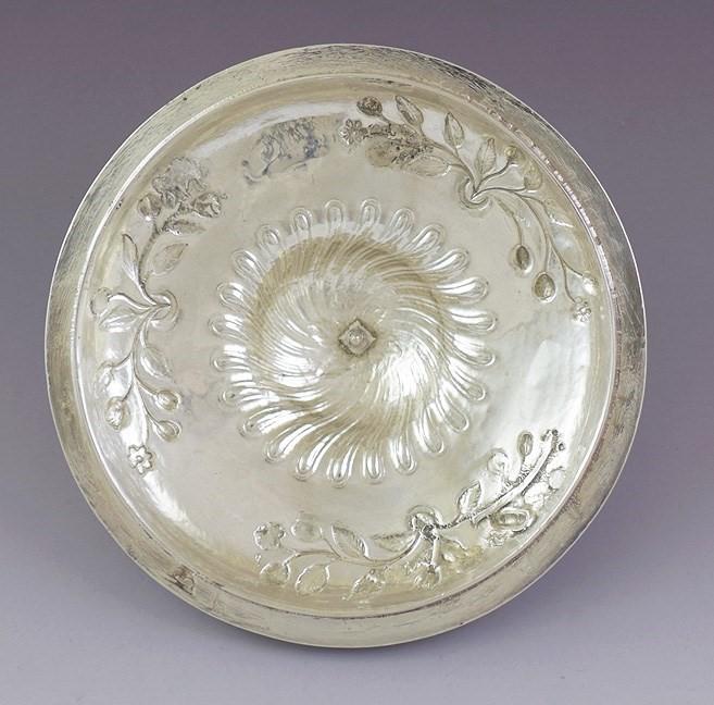 Antique c1750 English? European? Silver Cobalt Glass Sugar Bowl Covered Dish