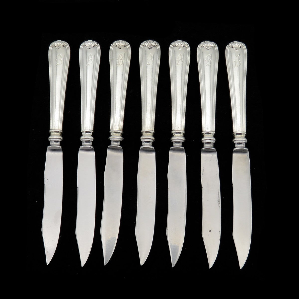 Handsome Sterling Silver Fruit Knives Set 7 Durgin New Standish Stainless Blades