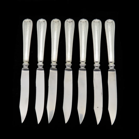 Handsome Sterling Silver Fruit Knives Set 7 Durgin New Standish Stainless Blades