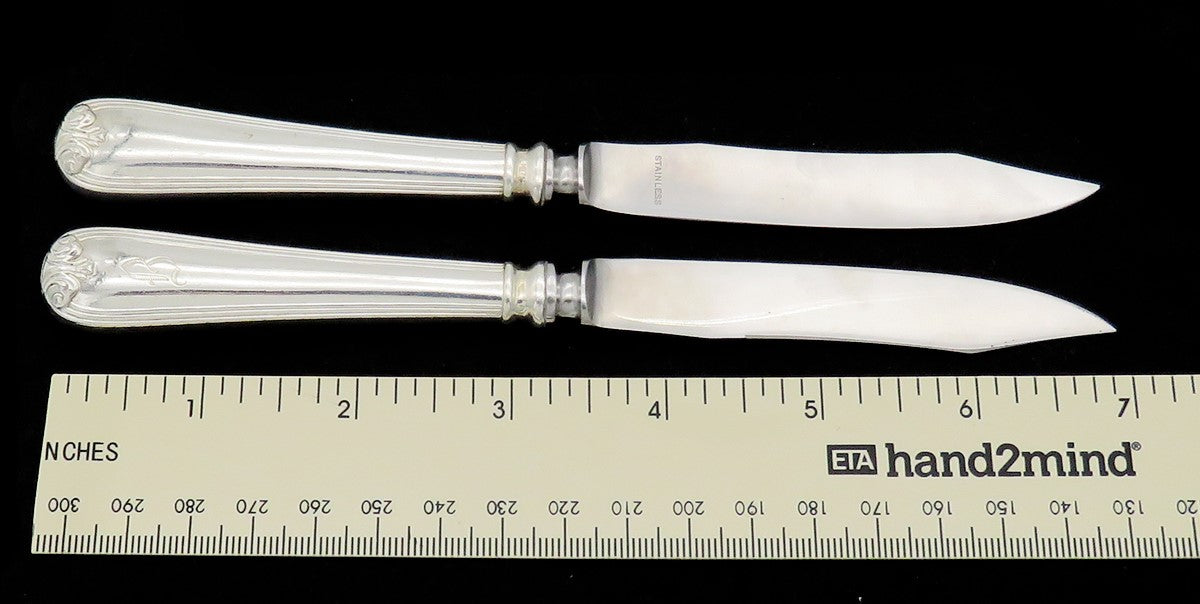 Handsome Sterling Silver Fruit Knives Set 7 Durgin New Standish Stainless Blades