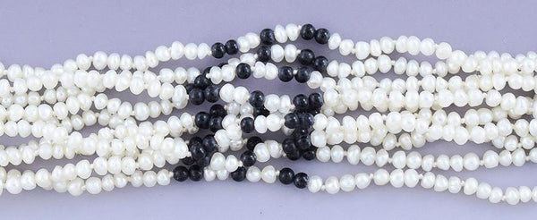 Fine Art Deco French Seed Pearl & Onyx Multi-Strand Pearl Bracelet w/ 18k Clasp