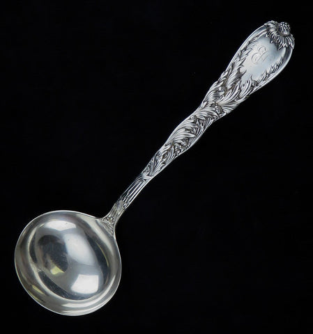 Antique Heavy Sterling Silver Tiffany & Co Chrysanthemum 1880 Soup Punch Ladle