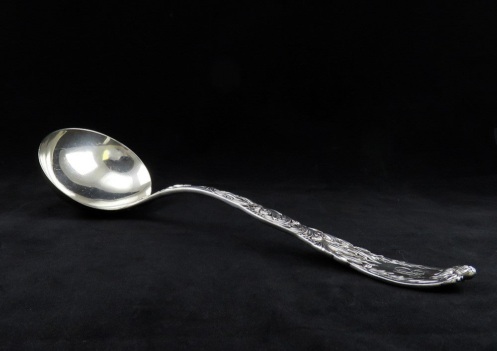 Antique Heavy Sterling Silver Tiffany & Co Chrysanthemum 1880 Soup Punch Ladle