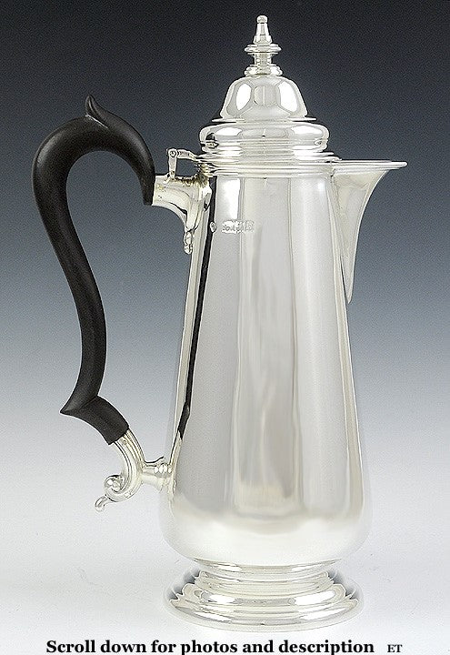 Antique 1917 English Sterling Silver Lighthouse Teapot Coffeepot Chocolate Pot