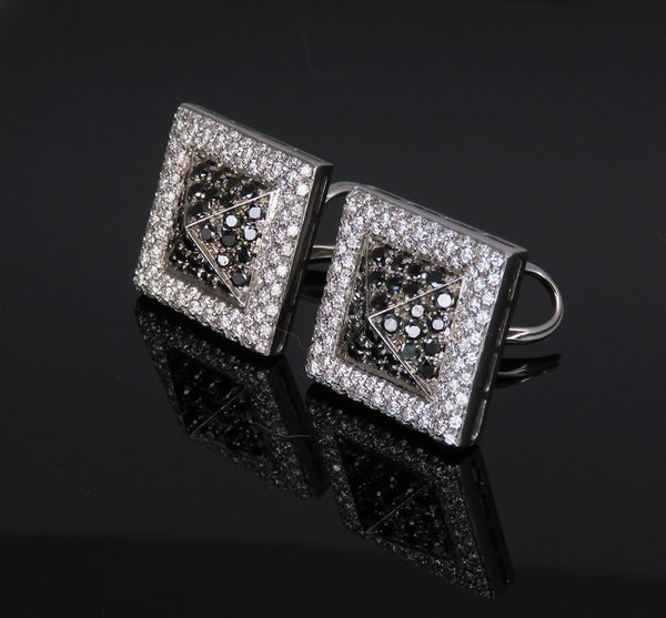 Retro Style 750 18K White Gold Diamond Clip Earrings by Valente