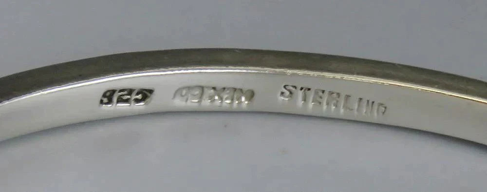 Vintage 1980s Mexican Sterling Silver Black Strip Bangle Bracelet