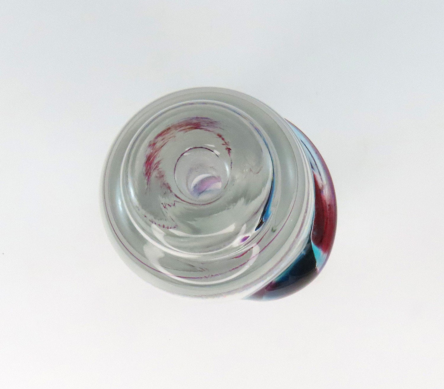 Neat Modern Art Glass Small Bud Vase Blue Pink Swirl Bubble Signed Artisan 1995