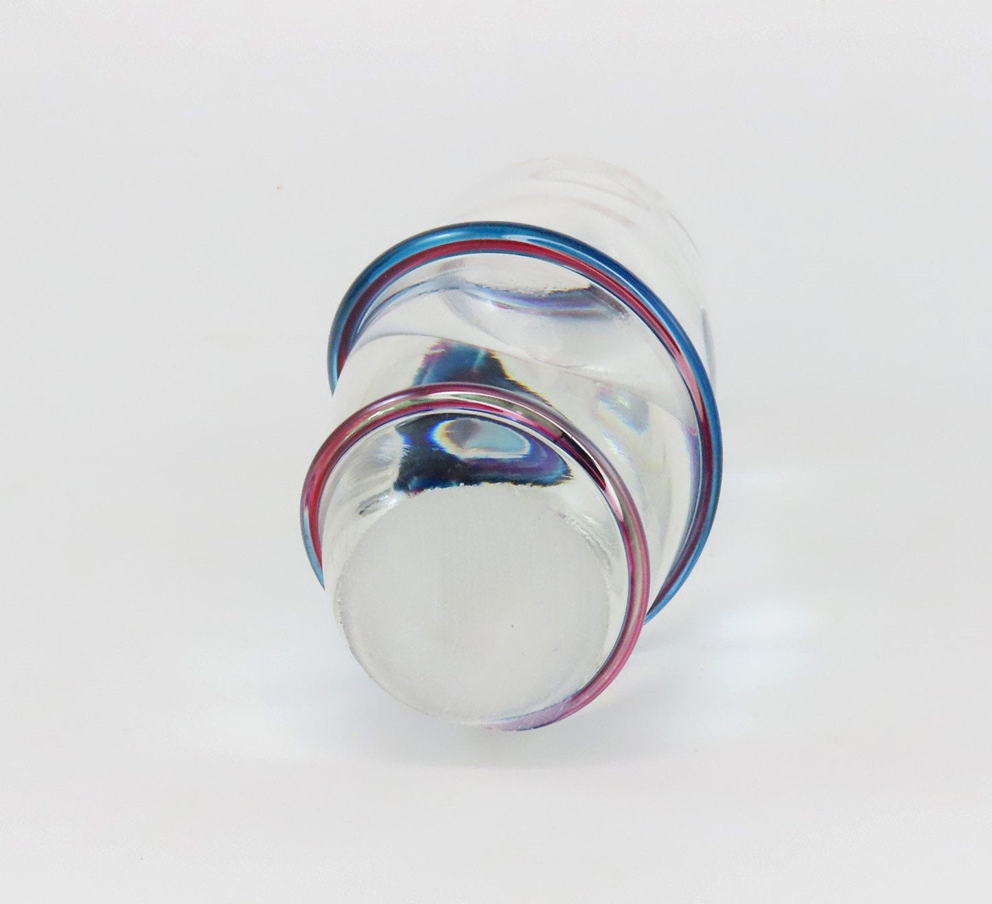 Neat Modern Art Glass Small Bud Vase Blue Pink Swirl Bubble Signed Artisan 1995