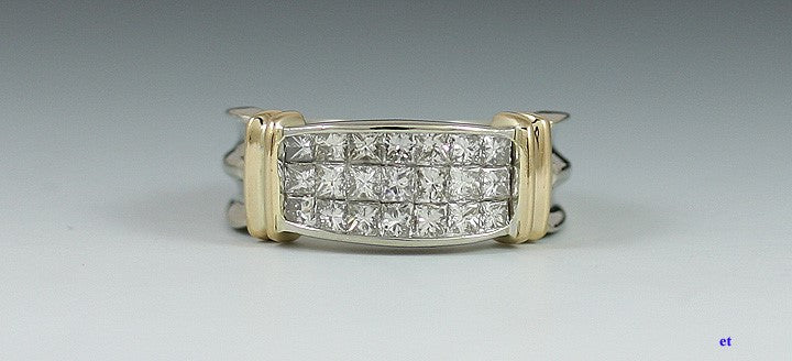 Stunning 14K White Yellow Gold Pave Diamond Band Ring Size 6.5