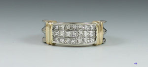 Stunning 14K White Yellow Gold Pave Diamond Band Ring Size 6.5