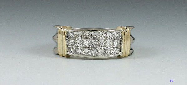 Stunning 14K White Yellow Gold Pave Diamond Band Ring Size 6.5