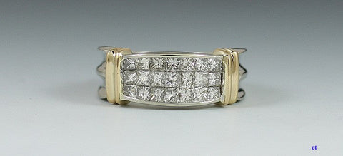 Stunning 14K White Yellow Gold Pave Diamond Band Ring Size 6.5