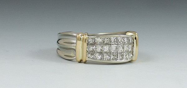 Stunning 14K White Yellow Gold Pave Diamond Band Ring Size 6.5