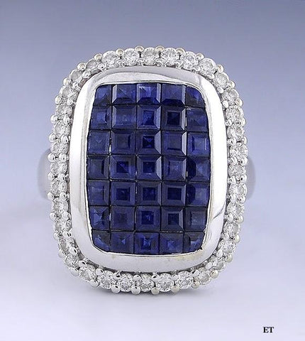 Stunning 18k White Gold 2.8ct Sapphire & .72ct Diamond Ring