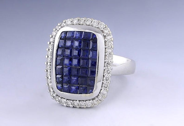 Stunning 18k White Gold 2.8ct Sapphire & .72ct Diamond Ring