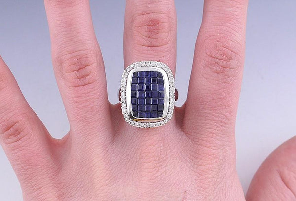 Stunning 18k White Gold 2.8ct Sapphire & .72ct Diamond Ring