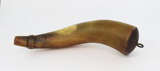 Great 18th Century American Bovine Powder Horn 9 in w/ Wood End